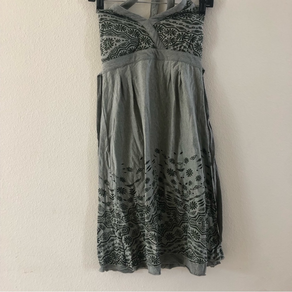 $139 Athleta Sage Green Print Halter Dress Sz XS